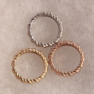 Elegant Twisted Band Ring Set - Silver, Gold, Rose Gold